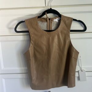 Good American Sleeveless Faux Leather Zip BackTop